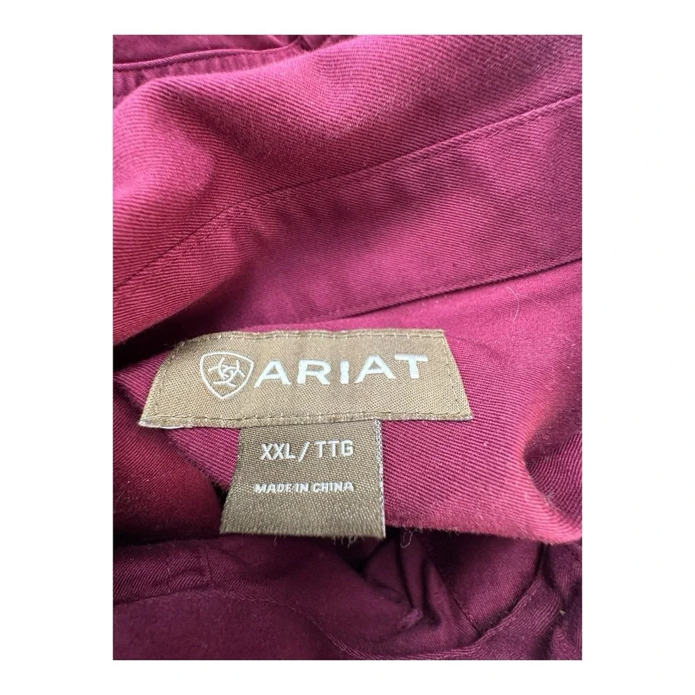 Ariat XXL Maroon Long Sleeve Button Front Shirt Western Casual‎ Mens